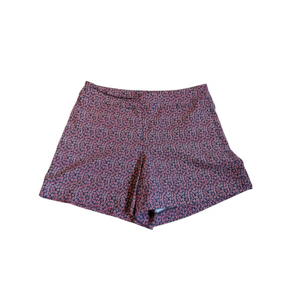 Margaret M Women Blue/Red Floral High Rise Shorts M Medium - Picture 1 of 5